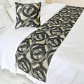 The HomeCentric King/Queen/Twin Black Decorative Queen 74"x18" Bed Runner with Pillow Cover, Circle, Rings, Quilted Bed Scarf on Jacquard Fabric - Circlewise