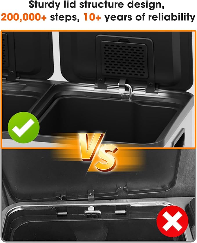 Lovewind Kitchen Trash Can, 2 x 8 Gallon (2 x 30 L) Stainless Steel Trash and Recycle Bin Combo with Soft-Close Lid, Dual Compartment Recycling Kitchen Step Trash Bin, Silver