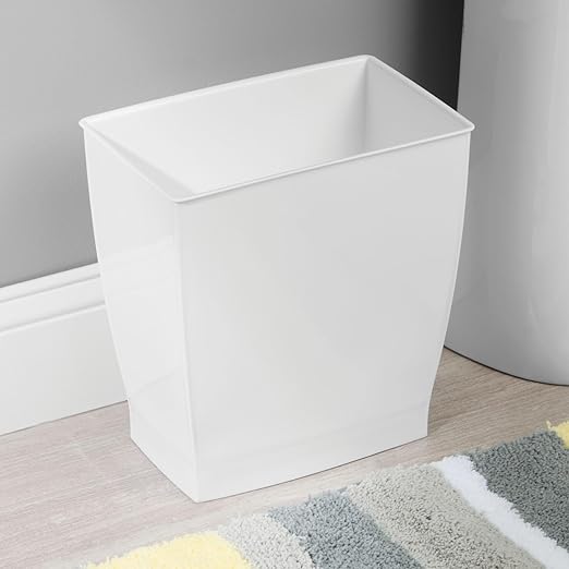 iDesign Small Rectangular Bathroom Trash Cans - Set of 4 - White