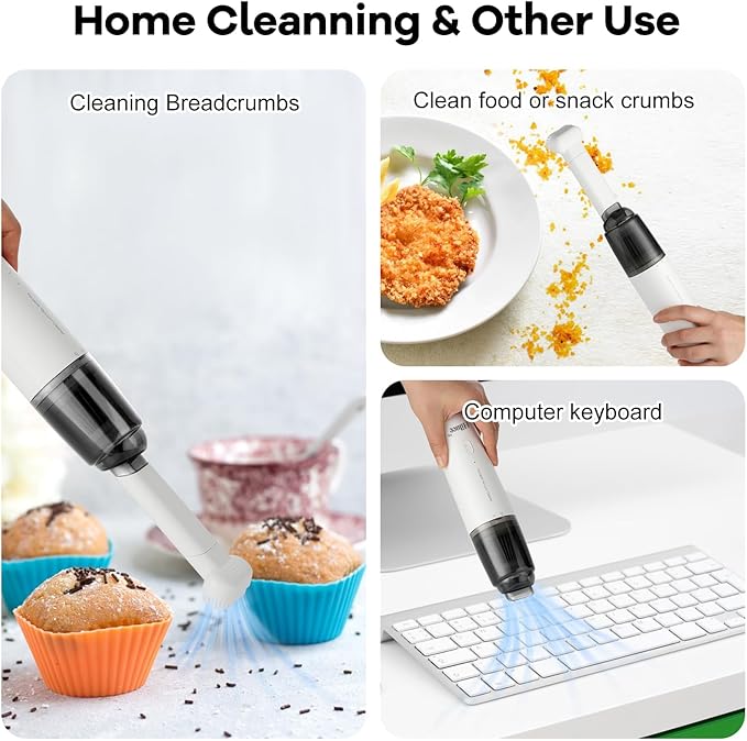 Mini Vacuum Cleaner Cordless,Car Vacuum Cleaner Portable with HEPA Filter, High Power Rechargeable 2 Suction Modes, Lightweight Vacuum for Keyboard,Car, Home, Office, Pet