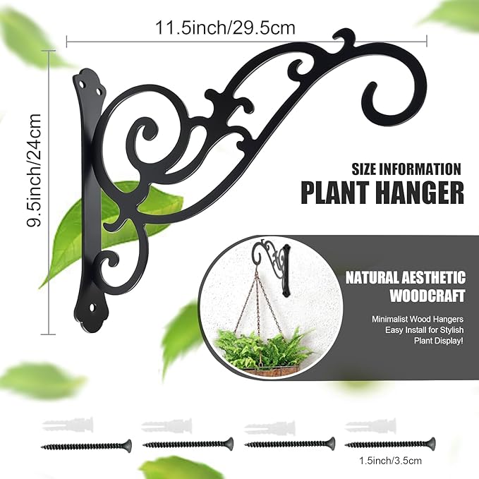 Hanging Planter Hooks 2 Pcs, Outdoor Hanging Brackets Wall Hook Heavy Duty