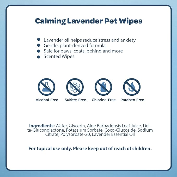 Best Pet Supplies Pet Wipes for Dogs - Dog Wipes Cleaning Deodorizing, for Coats, Ears, Paws - Calming Lavender, Aloe Vera, 100 Count