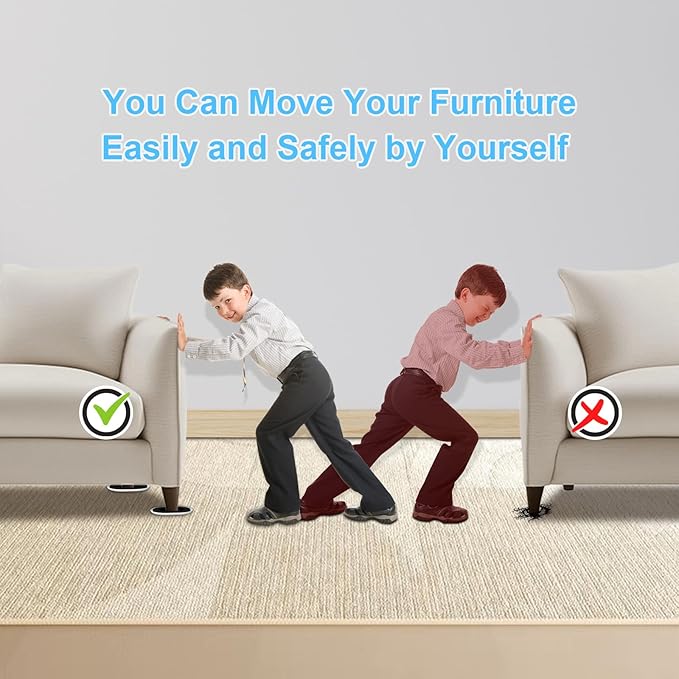Upgrade Furniture Sliders, Furniture Sliders for Carpets, 4 PCS 5.8*4.3" Moving Pads With Anti-Slip Groove, Oval Furniture Moving Sliders for Easy Move Bed Tables Cabinet Heavy Duty, Protect Carpets