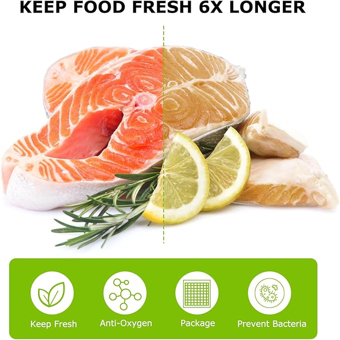 Bonsenkitchen Precut Vacuum Bags 100 Quart 8" x 12", BPA Free, Commercial Grade Textured Food Sealer Bag, Thick Embossed Bags for Storage and Sous Vide Cooking VB3205