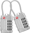 Puroma 2 Pack TSA Approved Luggage Lock, 4 Digit Combination Travel Locks Resettable Code Lock with Zinc Alloy Body for Suitcase, Toolbox, Backpack, Bag, Gym Locker (Silver)