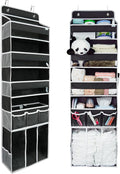 Door Hanging Storage Organizer,with 3 Bins 1 Movable Baby Diaper Caddy,1 Large capacity diaper stacking storage Organizer,10 Side Pockets ,Bedroom Door Storage for Nursery Baby Essentials. (Dark grey)