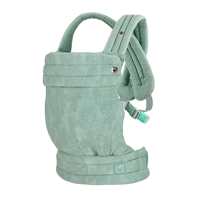 NEST BLANCHE Baby Carrier – Soft Cotton Linen Blend with Magnolia Jacquard Design, Adjustable and Ergonomic for Newborns and Toddlers (Teal)