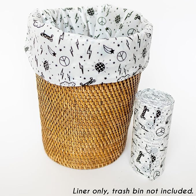 Happy Haven Trash Bags for 2,3,4 Gallon Trash Can, Small Garbage Bags - Bedroom & Bathroom, Decorative Cute Wastebasket Trash Can Liner Kids - 50 Count (Everyday Electric)