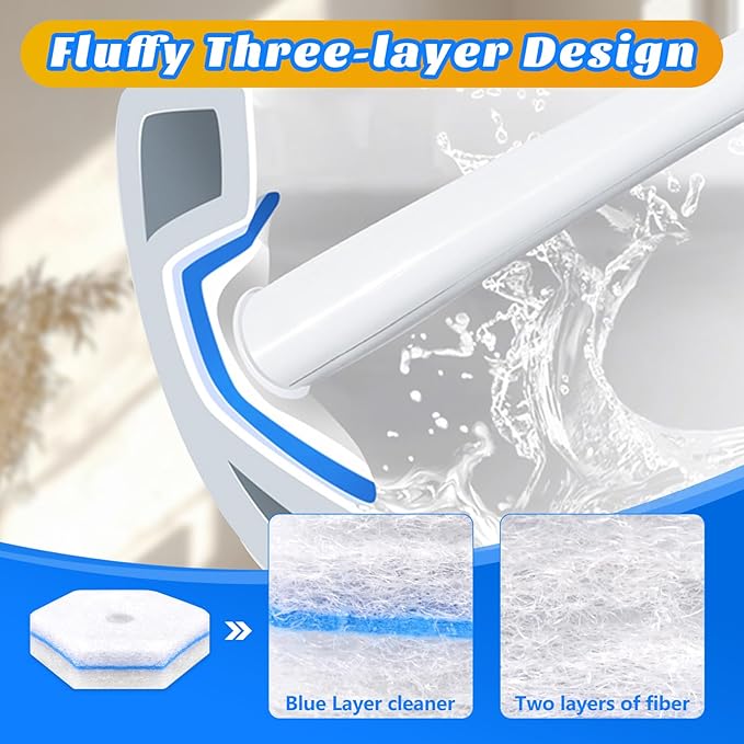 10PCS Toilet Wand Refills - Disposable Replacement Heads for Most Toilet Brushes | Hygienic Cleaning Pads | No-Scratch, Quick-Dry & Easy-to-Use (Polyester Cleaning Head)