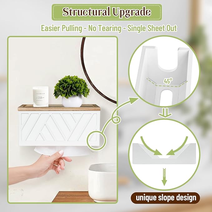 Paper Towel Dispenser Wall Mount, Paper Towel Holder Wall Mounted with Lid, Solid Wood Commercial C-Fold, Z-Fold, Trifold Hand Paper Towel Holder Dispenser Hand Towel Holder for Bathroom Kitchen Decor