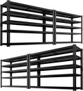 Storage Shelves Heavy Duty 4 PCS, 48"L x 18"W x 72"H Garage Storage Shelves Unit Loads 3700LBS, 5-tier Adjustable Metal Industrial Utility Shelf Rack for Kitchen, Laundry Room, Warehouse, Basement