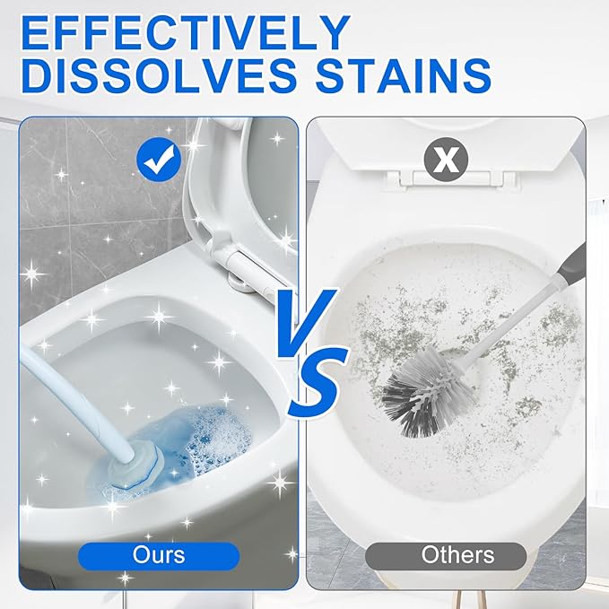 60pcs Disposable Toilet Wand Refills,Replacement Brush Heads Compatible With Most Toilet Wand Refill System,Upgrade Fiber Cleaner Heads for Closestool Cleaning.（not included brush rod）