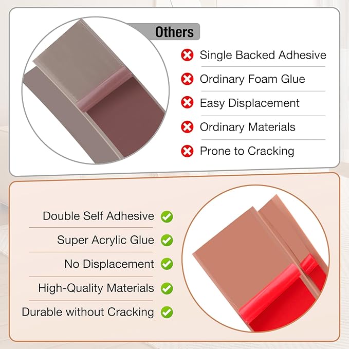 Floor Transition Strip Self Adhesive Vinyl Door Threshold for Doorways Carpet Edging Trim Overlap Edge Reducer for Laminate Floor, Carpet, Tile (Light Brown Wood Grain, 3/5" to 4/5", 6.6Ft)