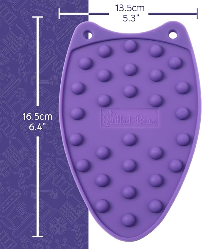 The Quilted Bear Mini Iron Rest - Silicone Heat Resistant Mat for Stress-Free Crafting, Sewing & Quilting Supplies - Durable and Protective Surface for Mini Iron (Purple)