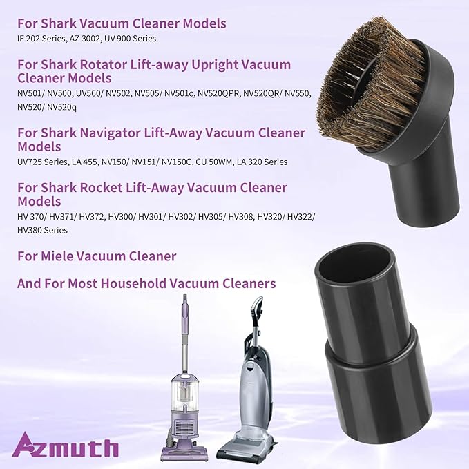 Vacuum Attachments & Brushes, Vacuum Horsehair Brush with 1-1/4 to 1-3/8 Inch Vacuum Hose Adapter, Vacuum Brush Attachment for Shark Vacuum and Shop Vac Attachments and Most Household Vacuum Cleaners