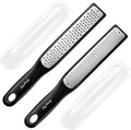 Spring Chef Premium Lemon Zester Grater with Handle - Ginger, Nutmeg, Garlic Grater - Heavy Duty Kitchen Tool - Stainless Steel Citrus Zester with Blade Cover - Fine & Coarse Shred, Set of 2, Black