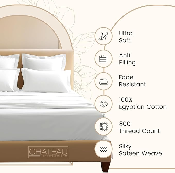 100% Cotton 800 Thread Count Breathable Split King Bed Sheets, Soft & Comfy Naturally Cool Fully Elasticated Fitted Sheet & Pillowcase Sets, Machine Washable No Pill Fade Resistant – Semolina