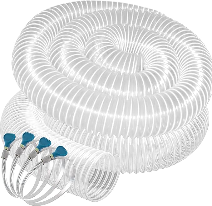 PVC Dust Collection Hose 4" x 20', Puncture Resistant Clear PVC Dust Collection Hose for dust collection systems