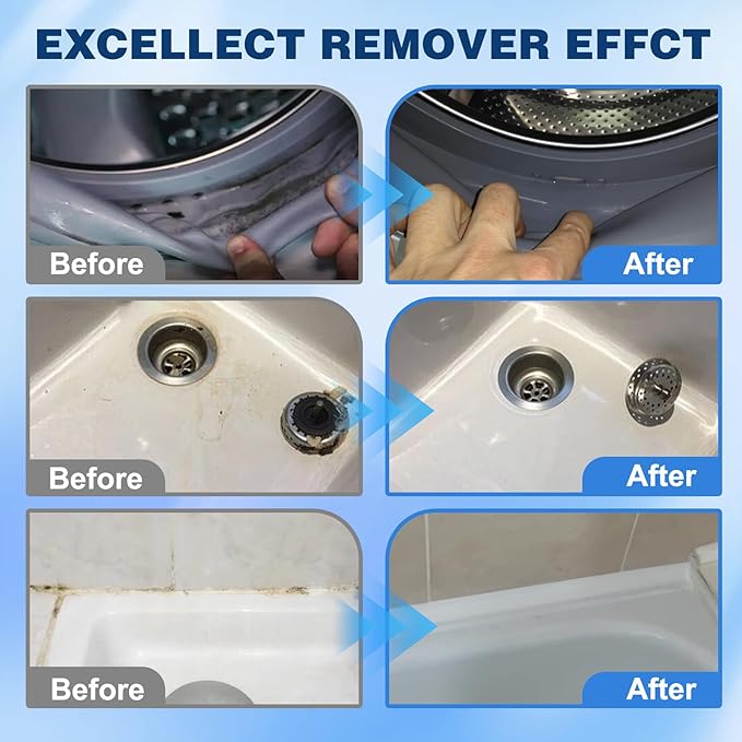 Home Stain Cleaner Gel, Washing Machine Cleaner with Brush, Deep Cleaning All-Purpose Gel for Washing Machine, Refrigerator Strips, Household Shower, Kitchen Sinks, Walls, Tiles, Bathrooms (100 ML)