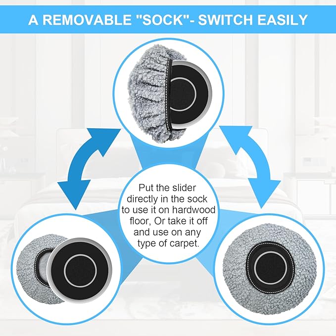 New Upgrade Furniture Movers Sliders, 4+4 Pack 4.3" Multi-Surface Furniture Sliders with Groove Design, Round 4PCS Moving Pads and 4 Hardwood Socks, Protect Floor and Easily Move Furniture