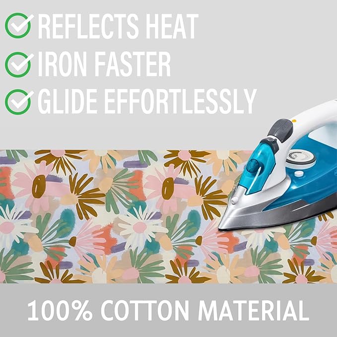 Ironing Board Cover and Pad 15x54 Inch Standard Ironing Board Cover with Elastic Edge and Hook and Loop Fasteners Scorch and Stain Resistant Cotton Ironing Covers with Thick Padding