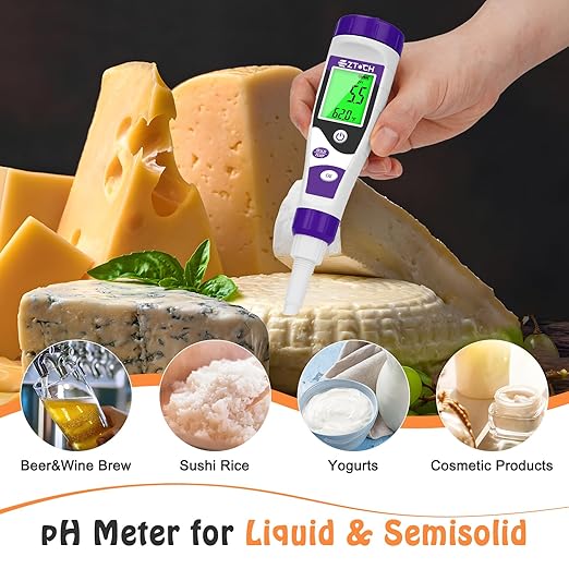 Food pH Meter, Digital pH Meter for Food Fermentation Canning Cooking, Smart Sourdough pH Tester for Bread Cheese Sauces, Measure pH in Water, Brewing, Meat, Sausages, Pickles, Sushi Rice