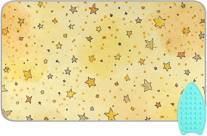 Golden Stars and Dots Ironing Mat for Table top Portable Ironing Pad Blanket for Washer Dryer Countertop Travel
