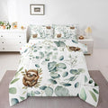 Erosebridal Girls Kawaii Animal Bedding Toddler Size Cute Sloth Comforter Set, Cartoon Wildlife Duvet Insert Green Leaf Quilt Comforter, Spring Plant Bedding Comforters & Sets Child Kids Bedroom Decor
