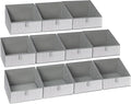 DIMJ Closet Storage Bins 10 Pack - Fabric Trapezoid Closet Organizer Bin, Foldable Storage Baskets for Shelves, Closet Shelf Organizer, Clothing Storage Box for Toys, Books, Towel, Clothes, Gray