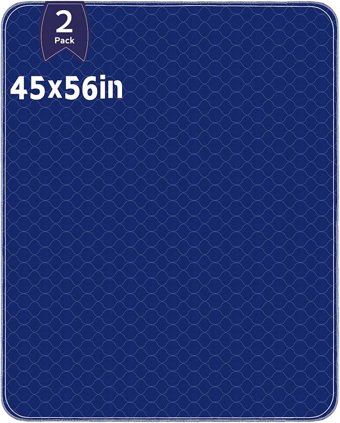 Alsunny® Hide Stains Waterproof Pads 45x56 Inch(2Pack),Bed Pads for Incontinence Washable Extra Large,Bed Pads Washable Waterproof for Beds Sofa & Mattress,Adults Seniors Kid,Pet,Incontinence Bed Pads