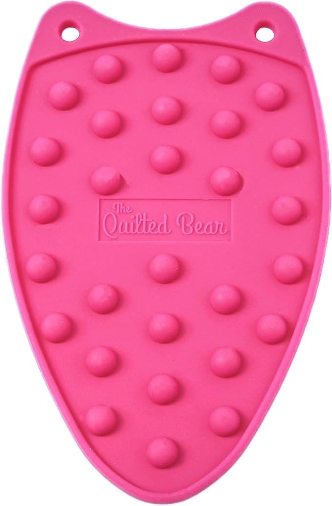 The Quilted Bear Mini Iron Rest - Silicone Heat Resistant Mat for Stress-Free Crafting, Sewing & Quilting Supplies - Durable and Protective Surface for Mini Iron (Pink)