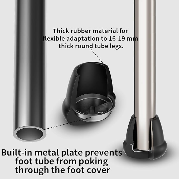 0.75 Inch Heavy Duty Rubber Chair Leg Caps - 24 PCS Non-Slip Furniture Floor Protectors with Metal Inserts for Wood, Tile, Carpet - Fits Chairs,Stools,Bar Stools