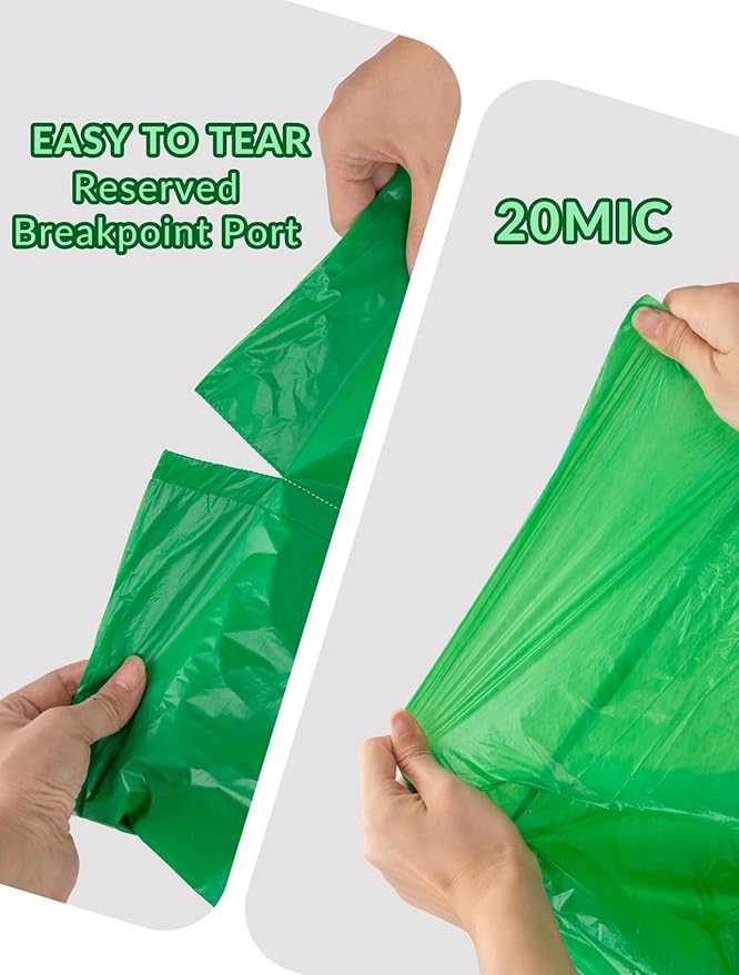 100 Count 100% Biodegradable and Compostable Trash Bags, 40-45 Gallon, 20 Microns, 38x46 Inches, Green Eco-Friendly