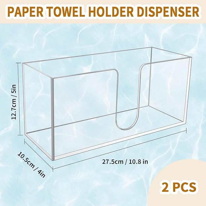 4Pack Acrylic Countertop Paper Towel Holder, Paper Towel Dispenser Countertop/Acrylic Napkin Holder(5mm Acrylic) C-fold or MultiFold Trifold Paper Towels for Bathroom, Kitchen,Restaurant (4)