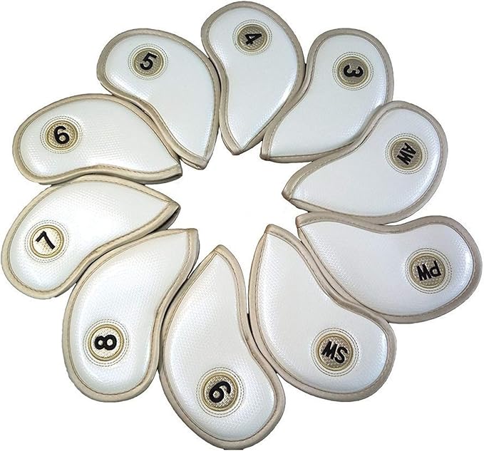 HISTAR 10pcs Crystal Pu Leather Golf Iron Head Covers Set Iron Club Headcover