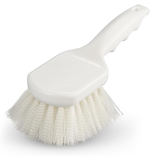 SPARTA 3662000 Flo-Pac Plastic Handle Utility Scrub Brush, Nylon Bristles, 2" Bristle Trim, 8" Length, White (Pack of 12)