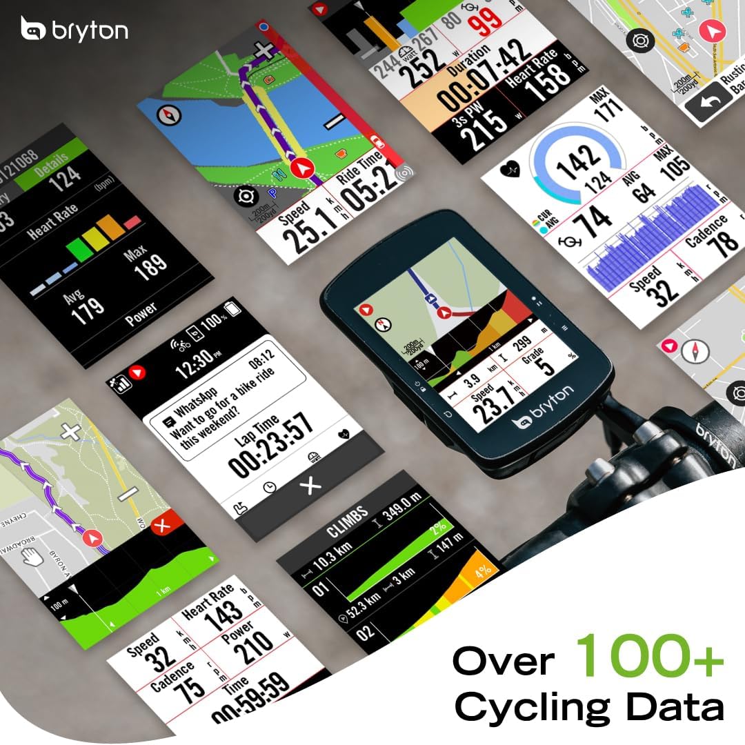 Bryton Rider S510 Sensor Bundle 2.8 Inch Color LCD Touchscreen GPS Bike/Cycling Computer, Offline USA Map, Compatible with Bike Radar, 30hrs Long Battery Life, Waterproof