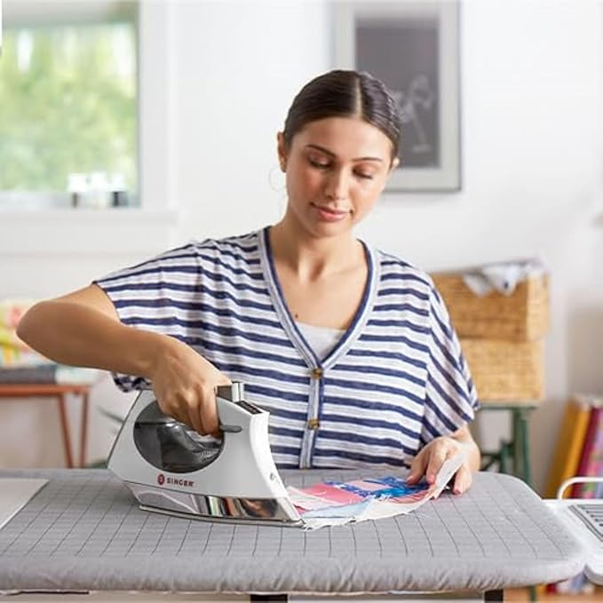 SINGER SteamCraft Steam Iron (1700W) | Steamer with Stainless Steel Plate, OnPoint Precision Tip for Hard-to-Reach Areas, Vertical Steam, Auto Shutoff & 300ml Tank Capacity – White