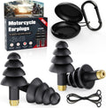 Motorcycle Ear Plugs, 2 Pairs Reusable Silicone, 26dB Wind Noise Reduction & Ear Protection Earplugs with Safety Cord & Travel Case, Comfort Fit for Motorbike, Highway Riding, Touring & Shooting