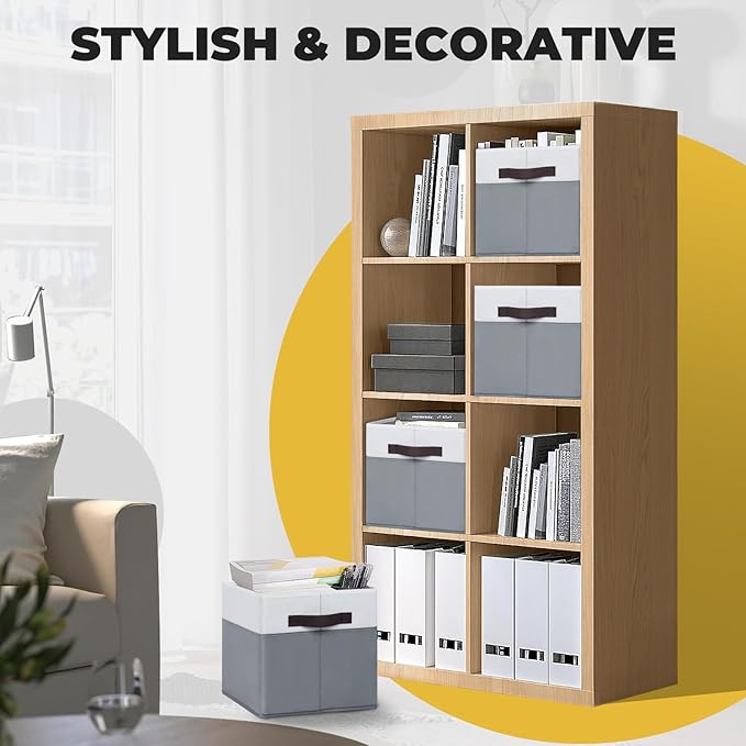 Criusia Large Storage Cubes -6 Set Closet Organizers Bins for Clothes -13 inch Fabric Storage Baskets for Shelves, Cube Organizer/ Toy Storage Organizer/ Dorm Room Essentials/ House warming Gift