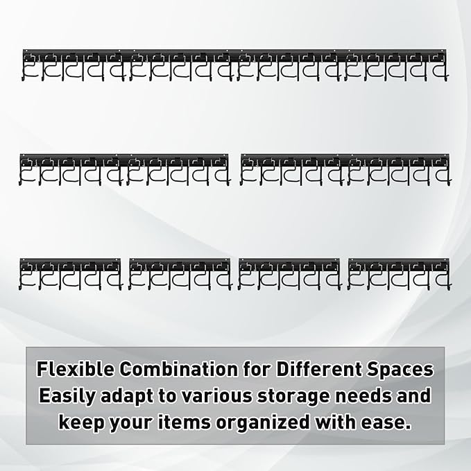 LEYU Metal Garage Tool Organizer Wall Mount, 2 Pack Garden Tool Organizer With Extension Cord Straps, Garage Organization Hooks and Hangers for Shed, Yard Storage, Wall Holder for Hanging Broom Mop