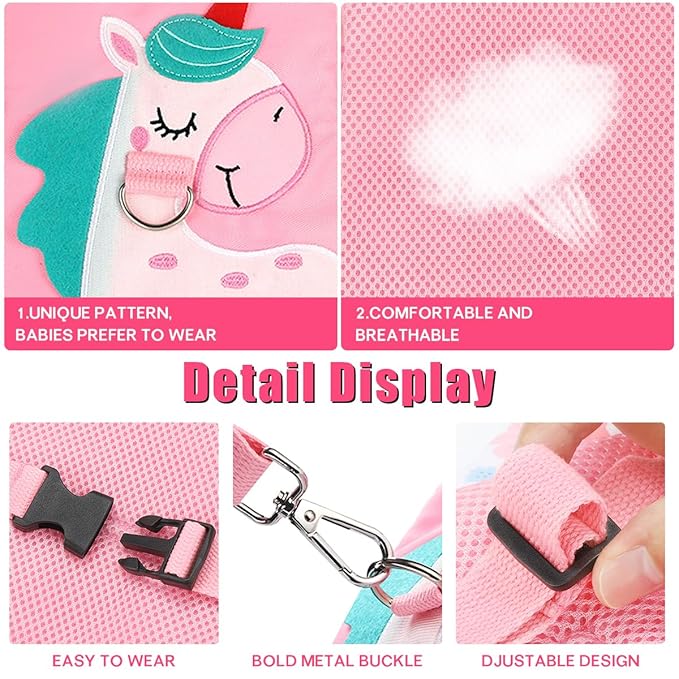 Toddler Leash-Baby Walking Safty Harness and Child Anti Lost Wrist Link for Girls/Boys Travel (Pink)