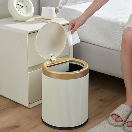 URALFA Automatic Motion Sensor Bathroom Trash Can with Lid, 10.5 Liter / 2.8 Gallon Touchless Trash Bin, Smart Dog Proof Garbage Can, Small Waste Basket for Toilet, Office, Bedroom (Cream White)