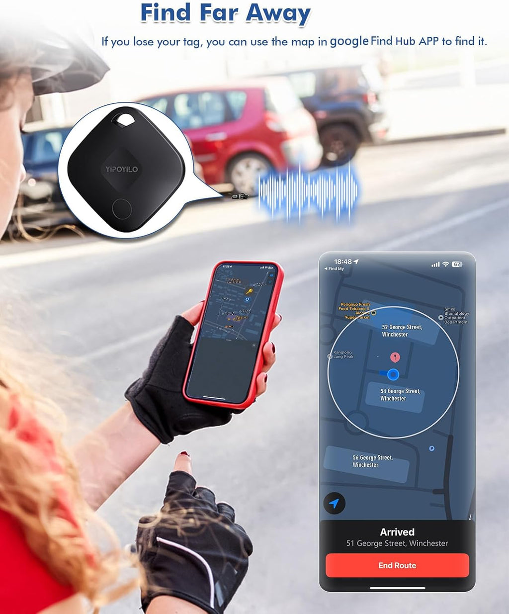 Real-time Positioning Air Tracker Tag, Key Finder, Work with Google Find Hub(Only for Android, Not for iOS), Bluetooth Tracker for Luggage, Backpack etc, 4 Pack Black