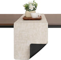 Table Runners 72 Inches Long, Dual-Sided Faux Leather Farmhouse Table Runner Waterproof Non-Slip for Living Room Party Home Decor Holiday Decorations(Cream-White Black, 12 x 72 Inch)