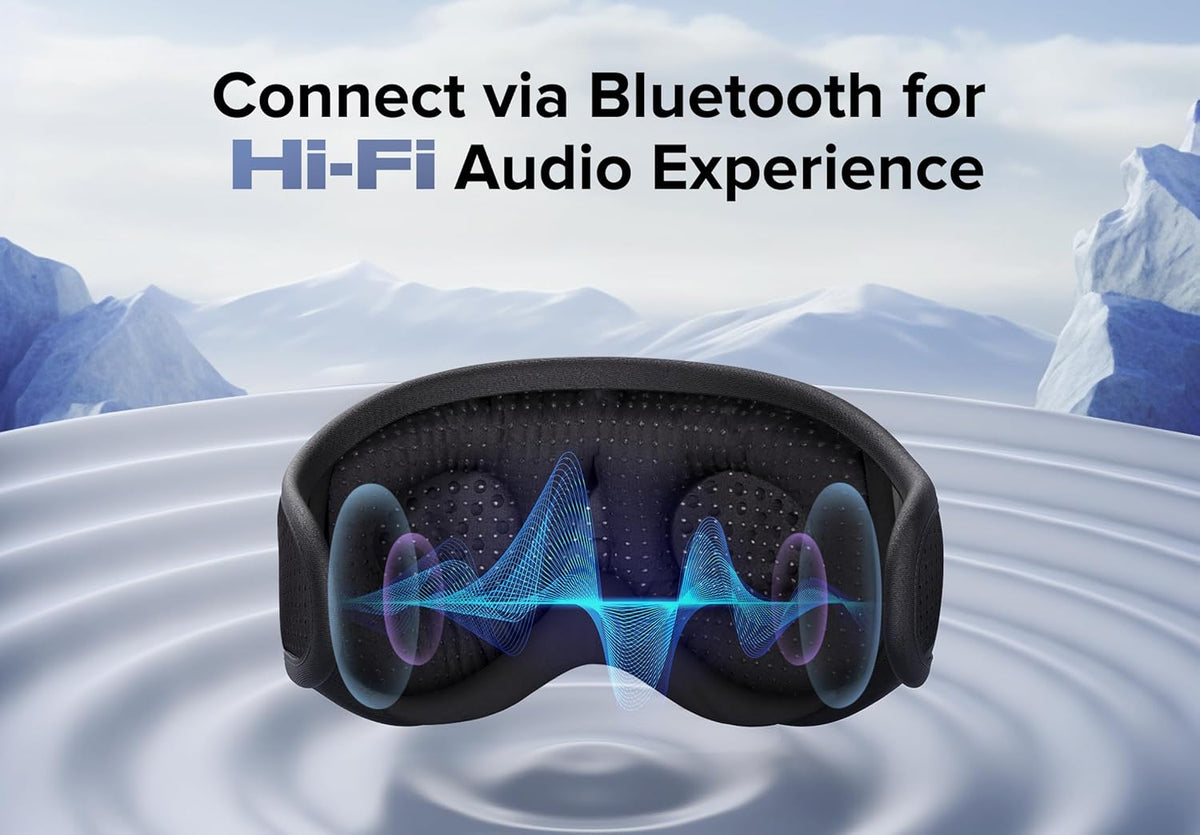 Sleep Mask with Headphones Bluetooth 5.4, TOPOINT 3D Eye Mask Blackout Breath Silk for Side Sleepers Women Men, Sleep Headphones Earphones HD Speaker Microphone for Travel Meditation Gift, CPAP Users