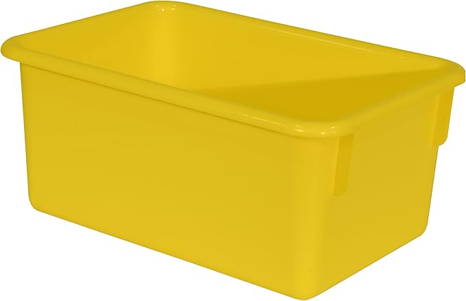 Wood Designs Cubby Storage Bin, Heavy Duty Plastic Containers for Kids Yellow Cubby Tray Set of 20