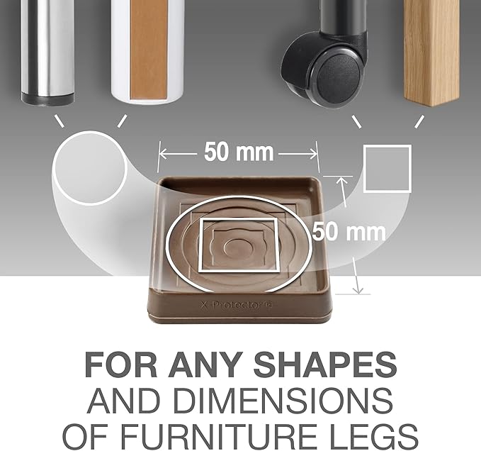 Furniture Cups X-PROTECTOR – 2" Caster Cups 4 PCS – Premium Furniture Coasters – Ideal Bed Stoppers – Non Skid Furniture Pads with a Perfect Design – Rubber Furniture Pads - Protect Any Flooring!