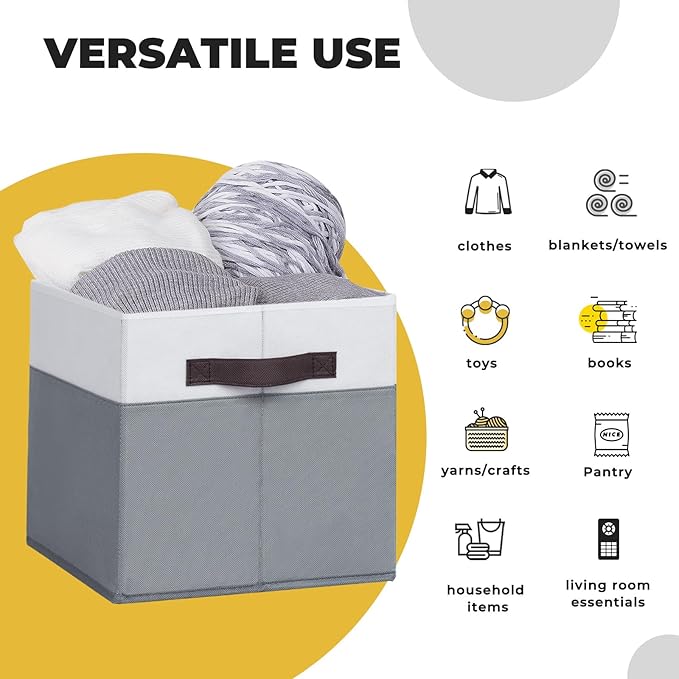 Criusia Fabric Storage Cubes - 11 Inch Collapsible Storage Bins 4 Pack - Clothes Organizer Bins for Closet, Shelves, Cube Organizer/Home Organization and Storage Baskets for Organizing Toys Blanket