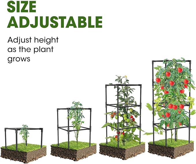 3 Pack Tomato Cages, Square Tomato Plant Stakes Support Cages Trellis